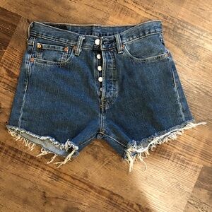 Levi's Classic Blue Frayed Jean Shorts